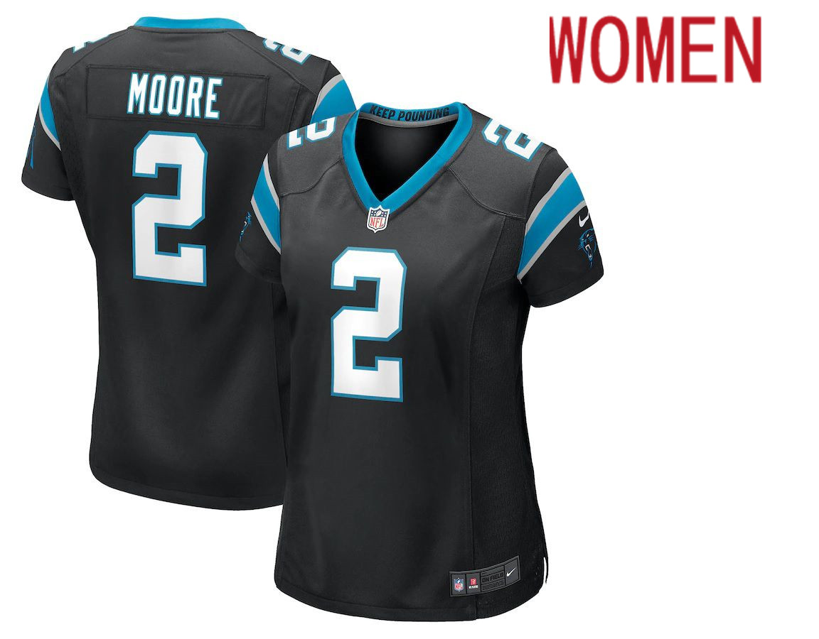 Women Carolina Panthers #2 DJ Moore Nike Black Game Player NFL Jersey